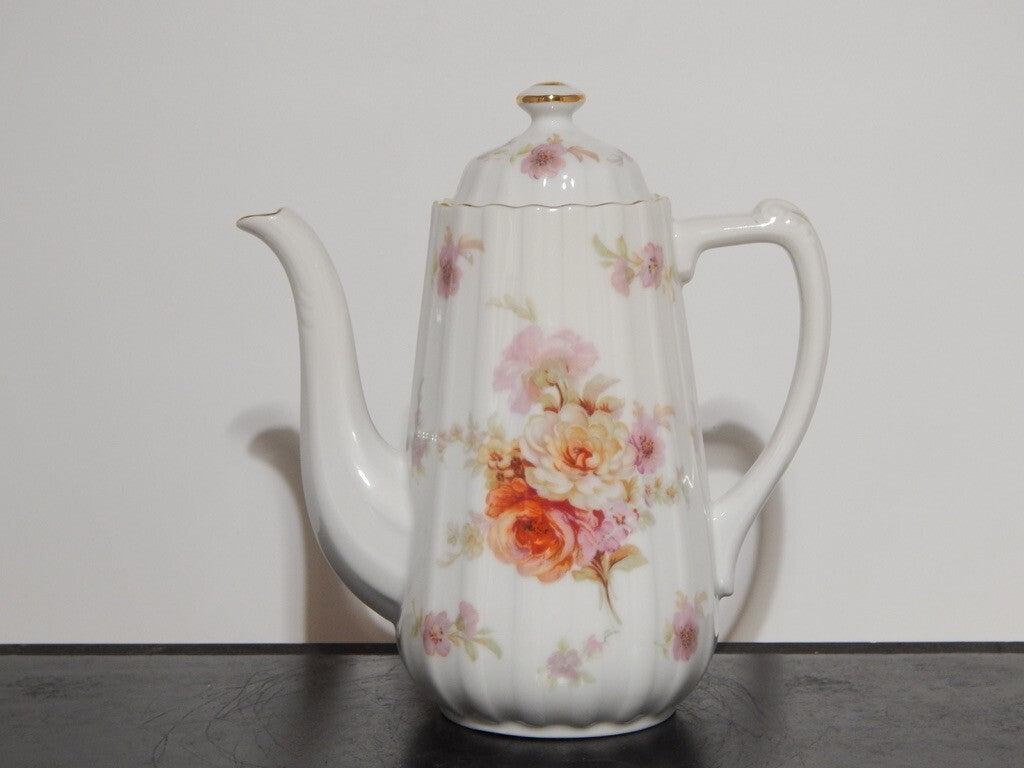 ANTICO SERVIZIO CAFFÈ PORCELLANA BIANCA DECORO FLOREALE BAVARIA SELTMANN WEIDEN