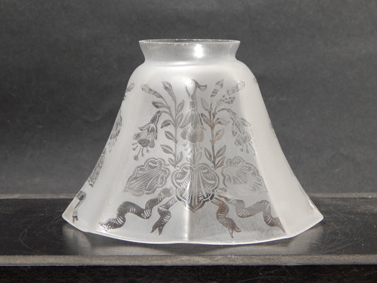 ANTICO ART NOUVEAU LIBERTY TULIP PARALUME VETRO DECORATO PER APPLIQUE O LAMPADA