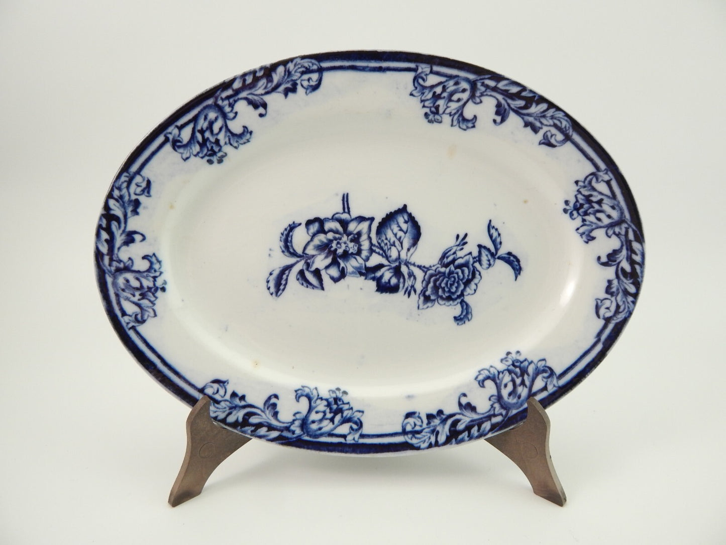 ANTICO RARO VASSOIO CERAMICA LAVENO SCI ITALY DECORO AURORA BIANCO E BLU