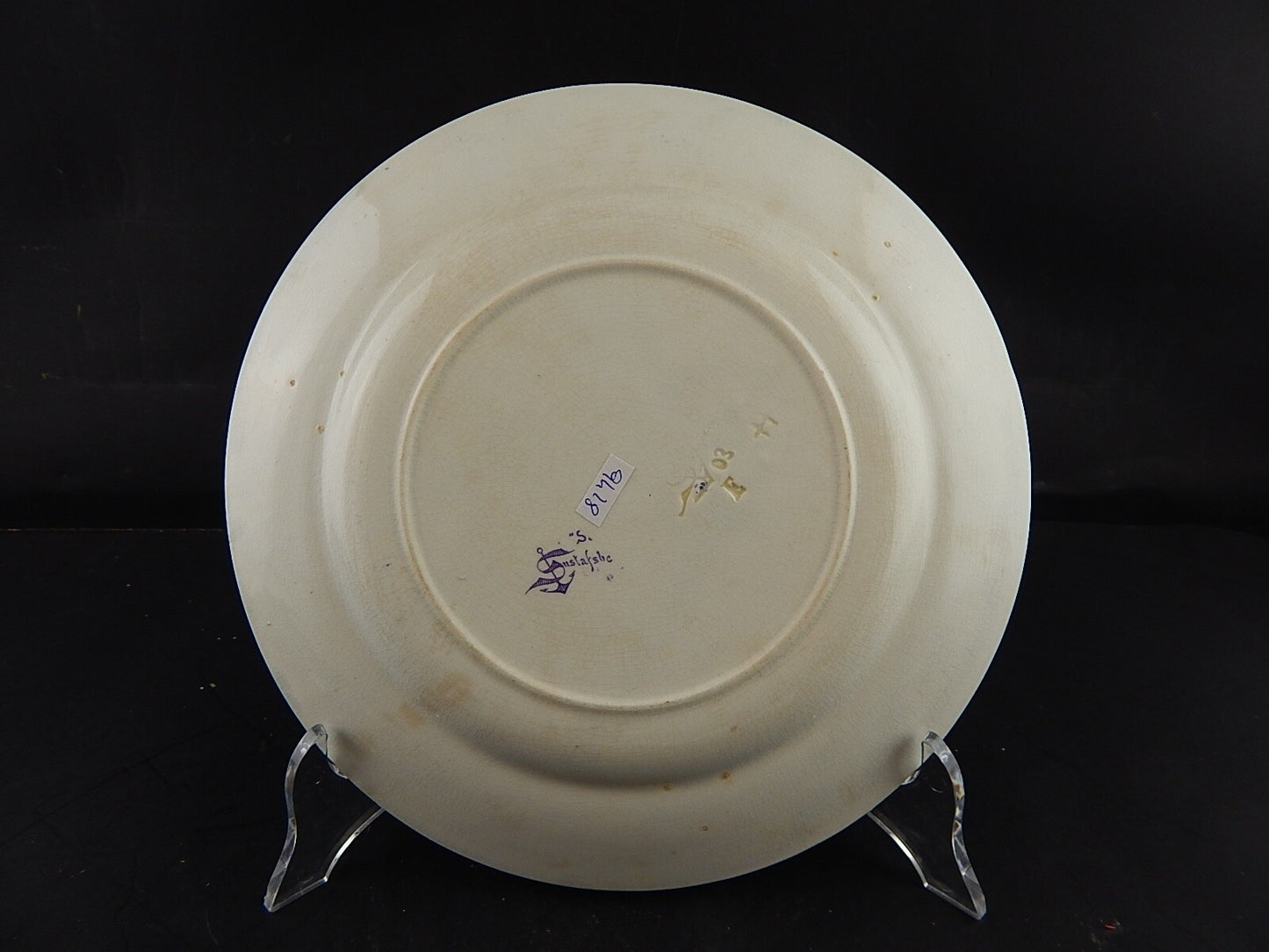 ANTICO PIATTO CERAMICA META' 800 GUSTAVSBERG TRANSFERWARE VIOLA #9428