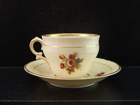 ANTICA TAZZA KPM COPENHAGEN PORCELLANA BOUQUET DI FIORI E ORO DEL 1924 #1204