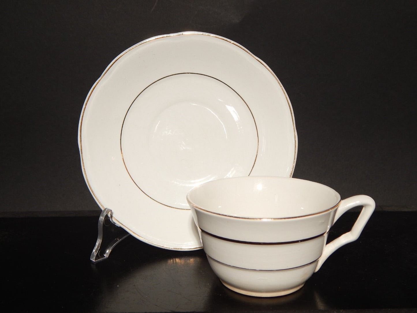 ANTICO ART DECO TAZZA DA TE' CERAMICA PROFILI ORO REVELLI LAVENO