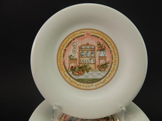 VINTAGE SERVIZIO 6 PIATTI DESSERT CERAMICA SIC DECORO SWEET HOME