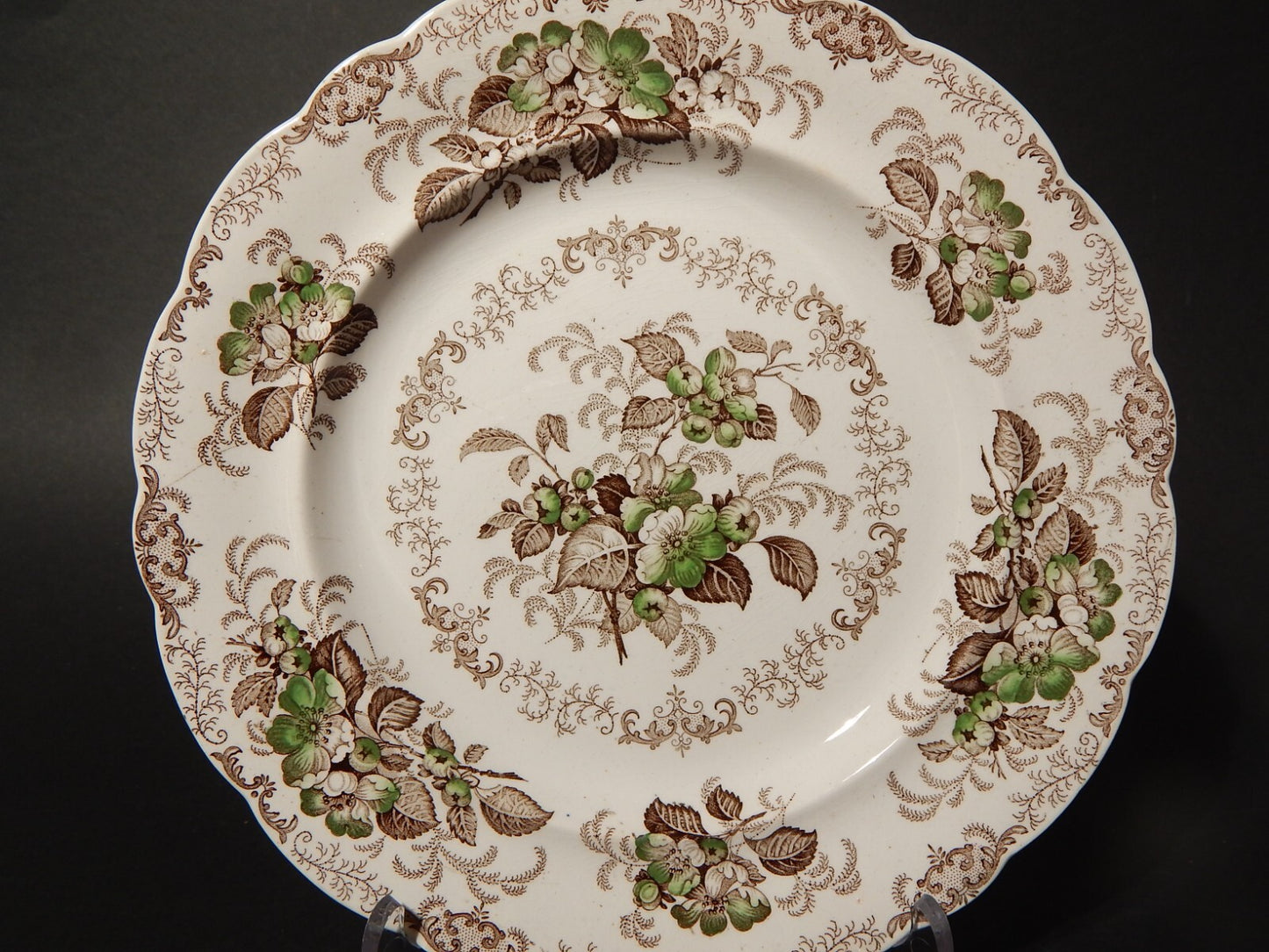 ANTICO 1850 PIATTO PIANO SEMI PORCELLANA INGLESE RIDGWAY &C. APPLE BLOSSOM #887