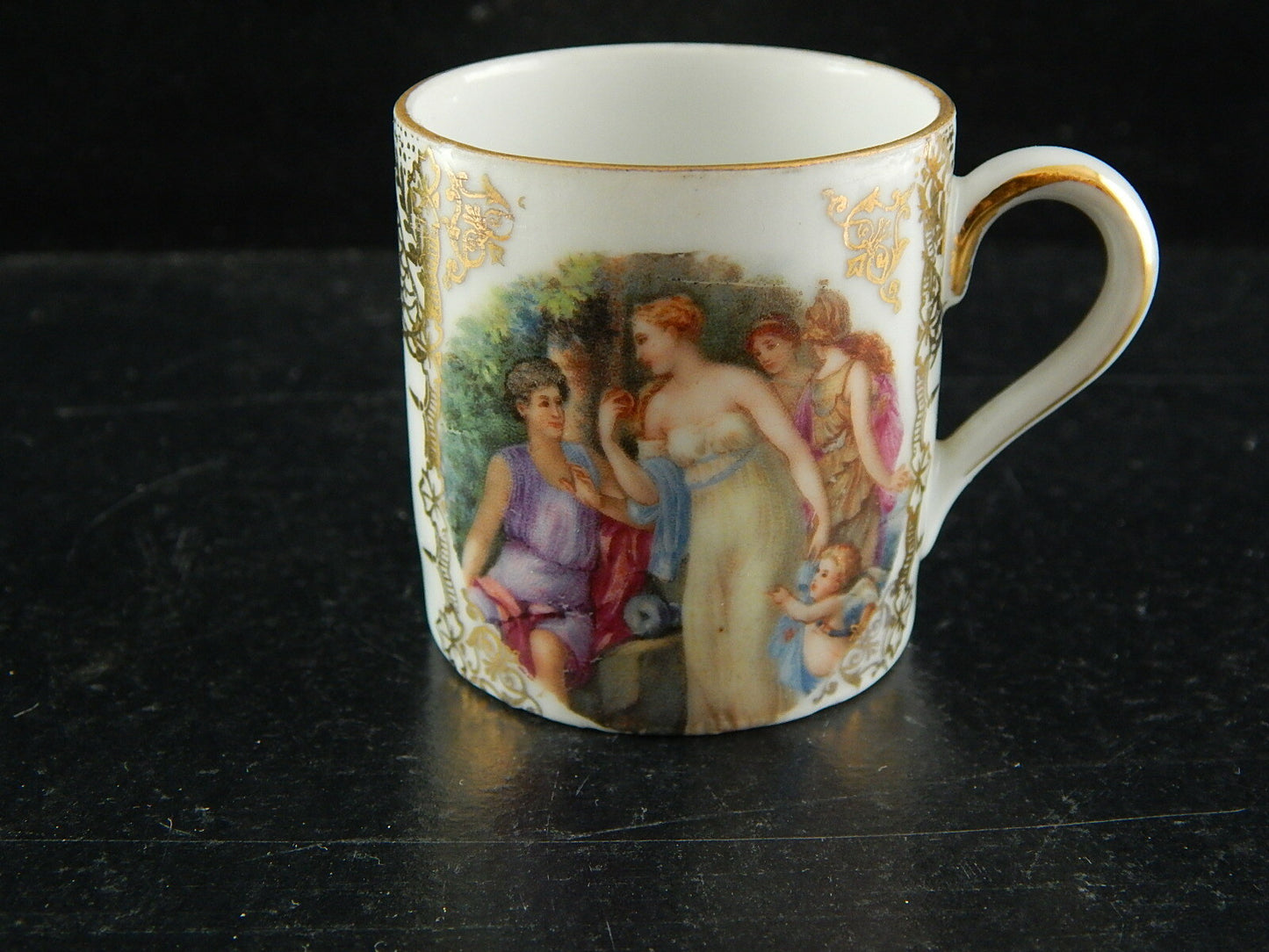 ANTICA TAZZINA MINIATURA PORCELLANA IMPERO MARCHIO VIENNA NUMERATA COLLEZIONE