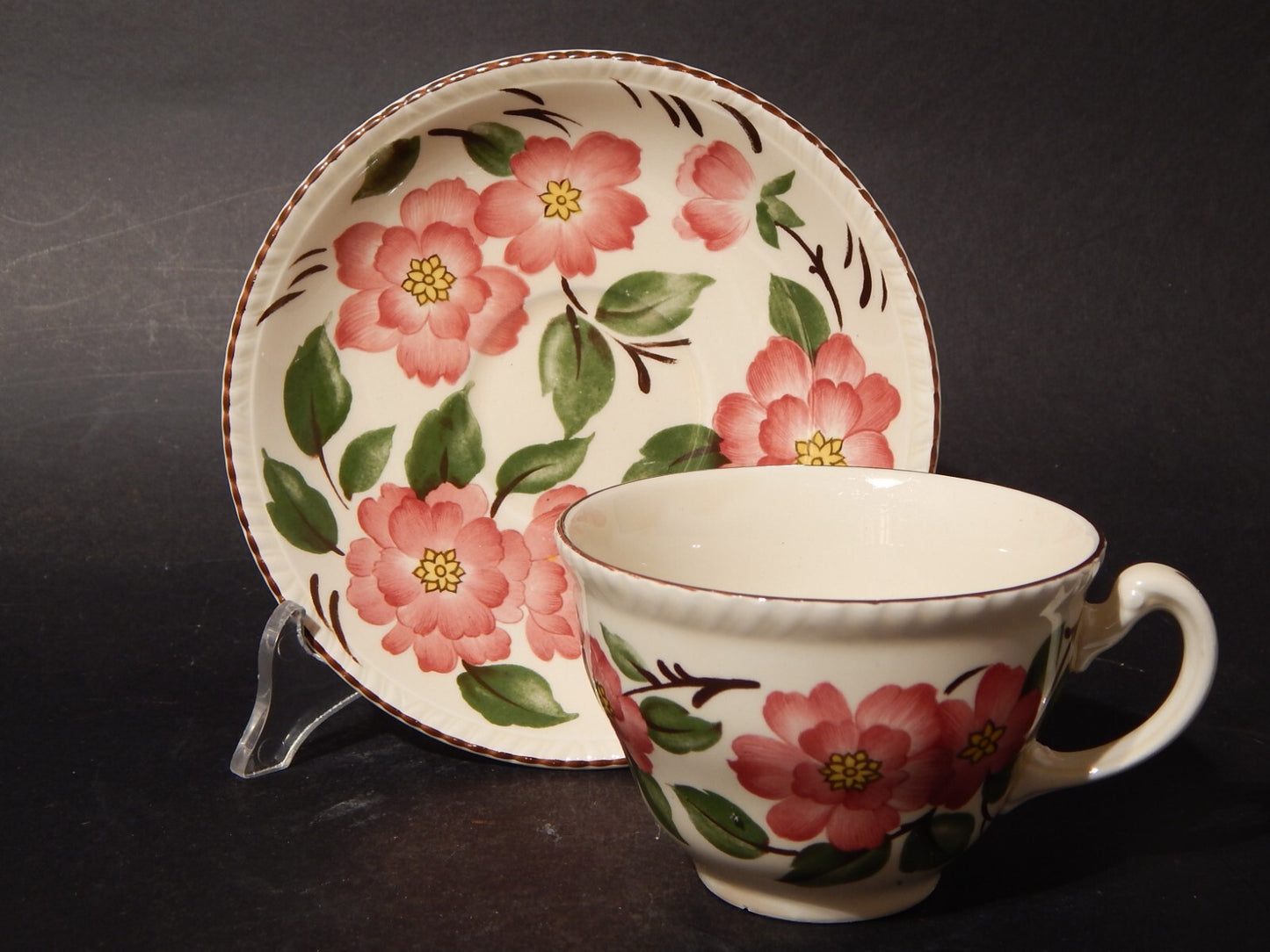 RETRO' RARA TAZZA TE' CERAMICA POTTERY WOOD&SONS DISEGNO "IRISH ROSE"