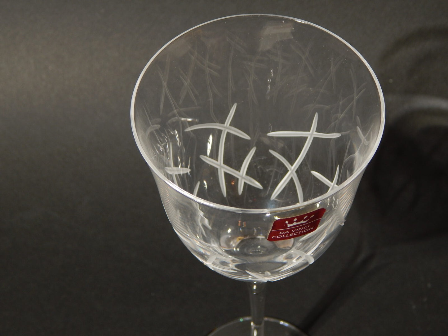 VINTAGE ELEGANTE SERVIZIO 6 BICCHIERI CALICI CRISTALLO COLLEZIONE DA VINCI ITALY