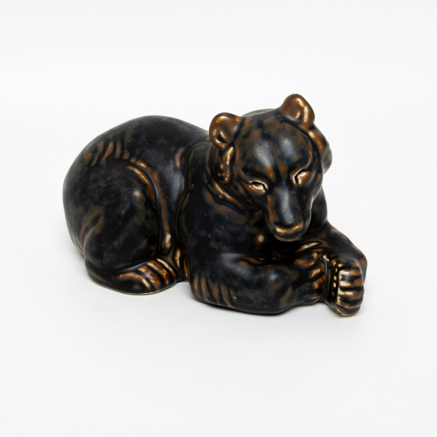 RARA STATUINA PORCELLANA ROYAL COPENHAGEN "Orso Sdraiato" COD 21520 CM 14x22x13