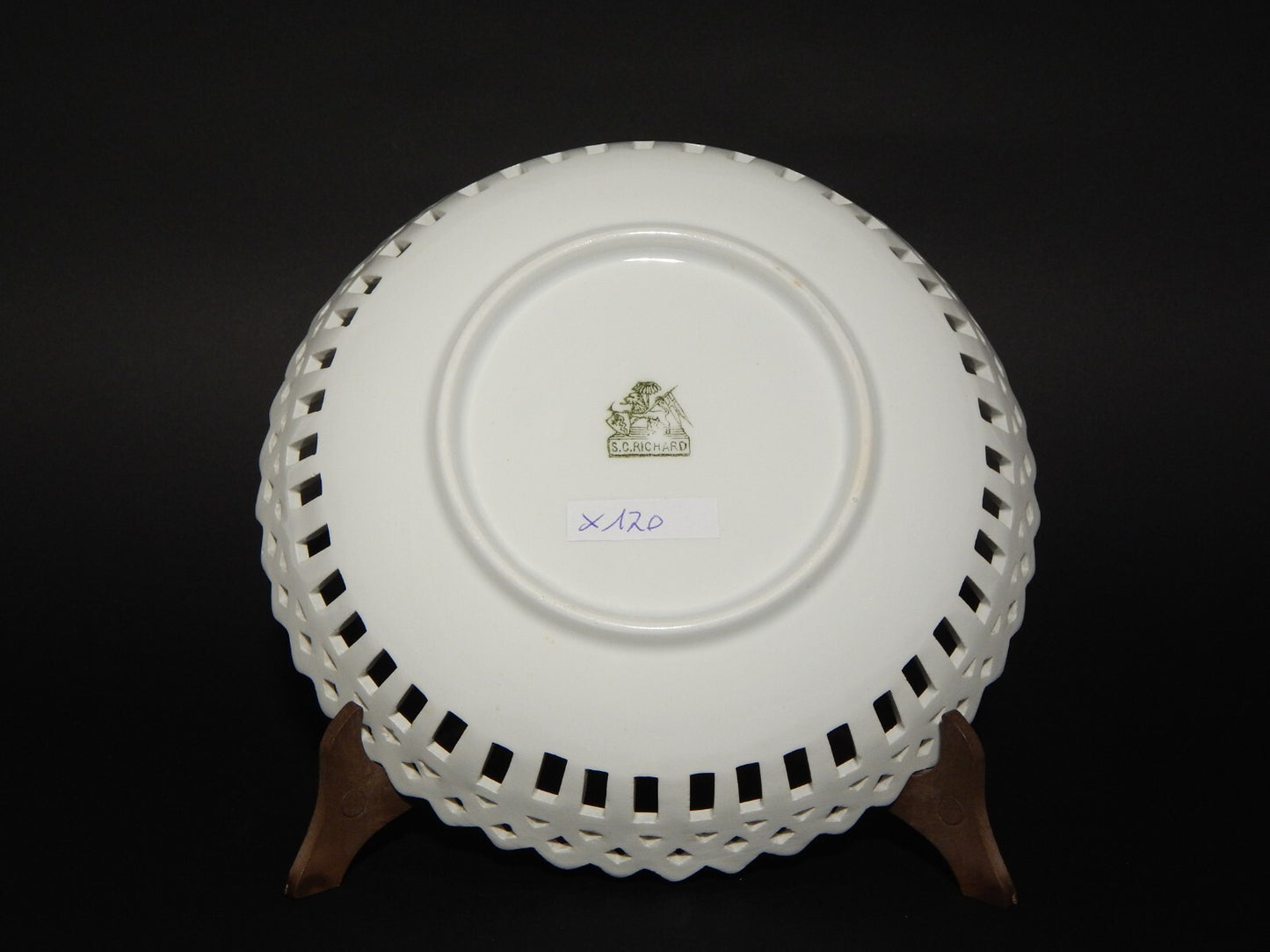 ANTICA RARA CIOTOLA TRAFORATA CERAMICA BIANCA RICHARD MILANO PRIMO 900