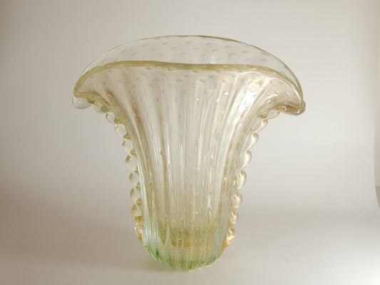 ART DECO RARO ANTICO GRANDE VASO A BOLLE VETRO SOFFIATO FIRMATO TOSO MURANO