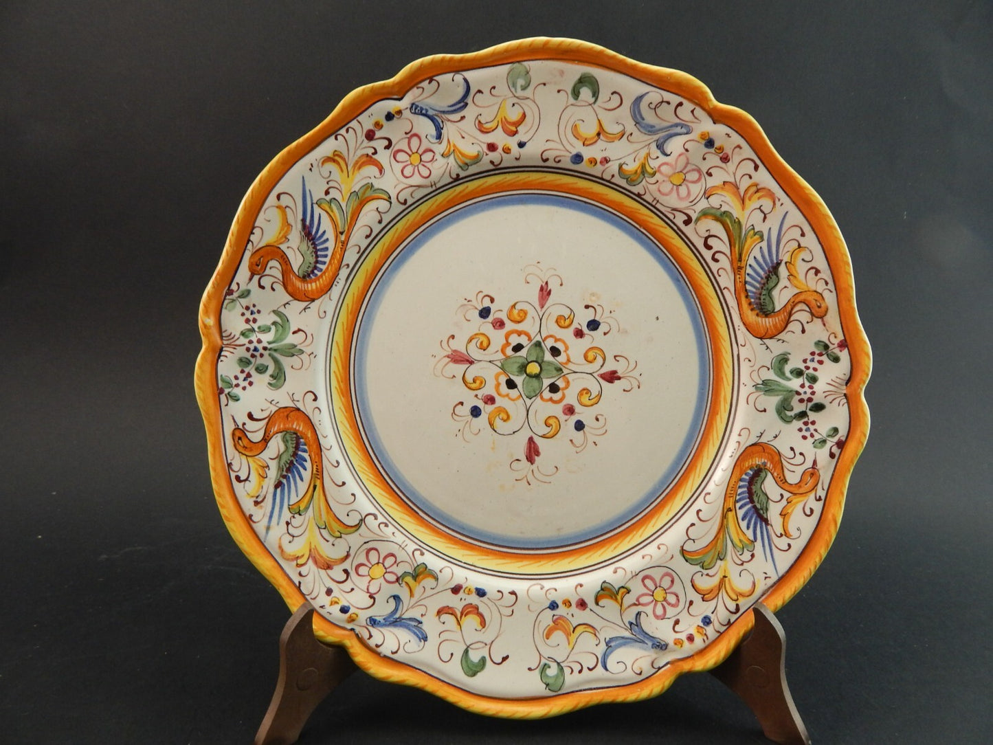 ANTICO PIATTO CERAMICA MAIOLICHE DERUTA PERUGIA PRIMO 900 DECORO RINASCIMENTALE