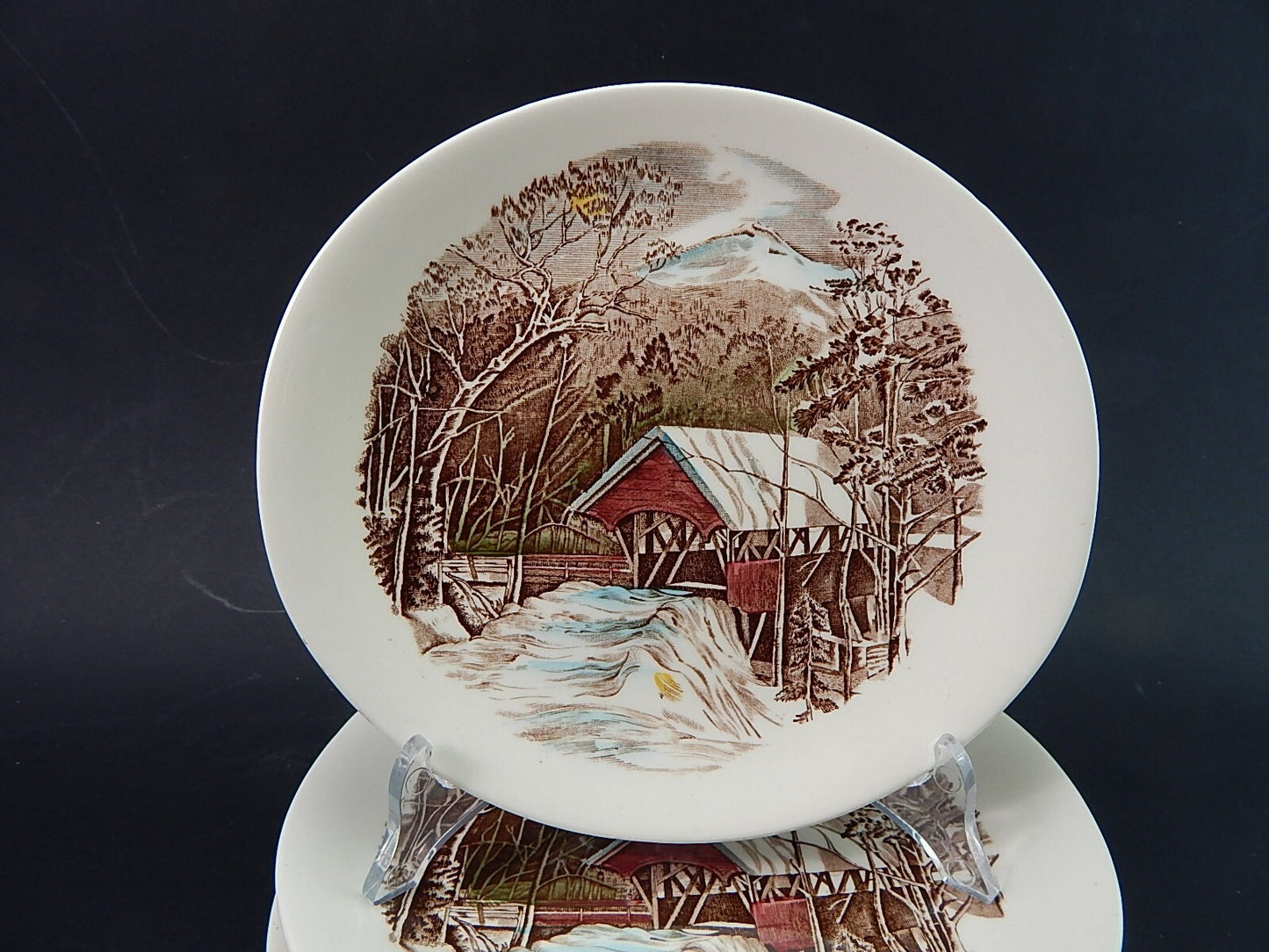 VINTAGE SET 6 PIATTI OVALI SEMI PORCELLANA JOHNSON BROS THE FRIENDLY VILLAGE