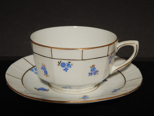 ANTICA RARA TAZZA TÈ PORCELLANA ART DECO BAVARIA DECORO FIORDALISI E ORO # 1256