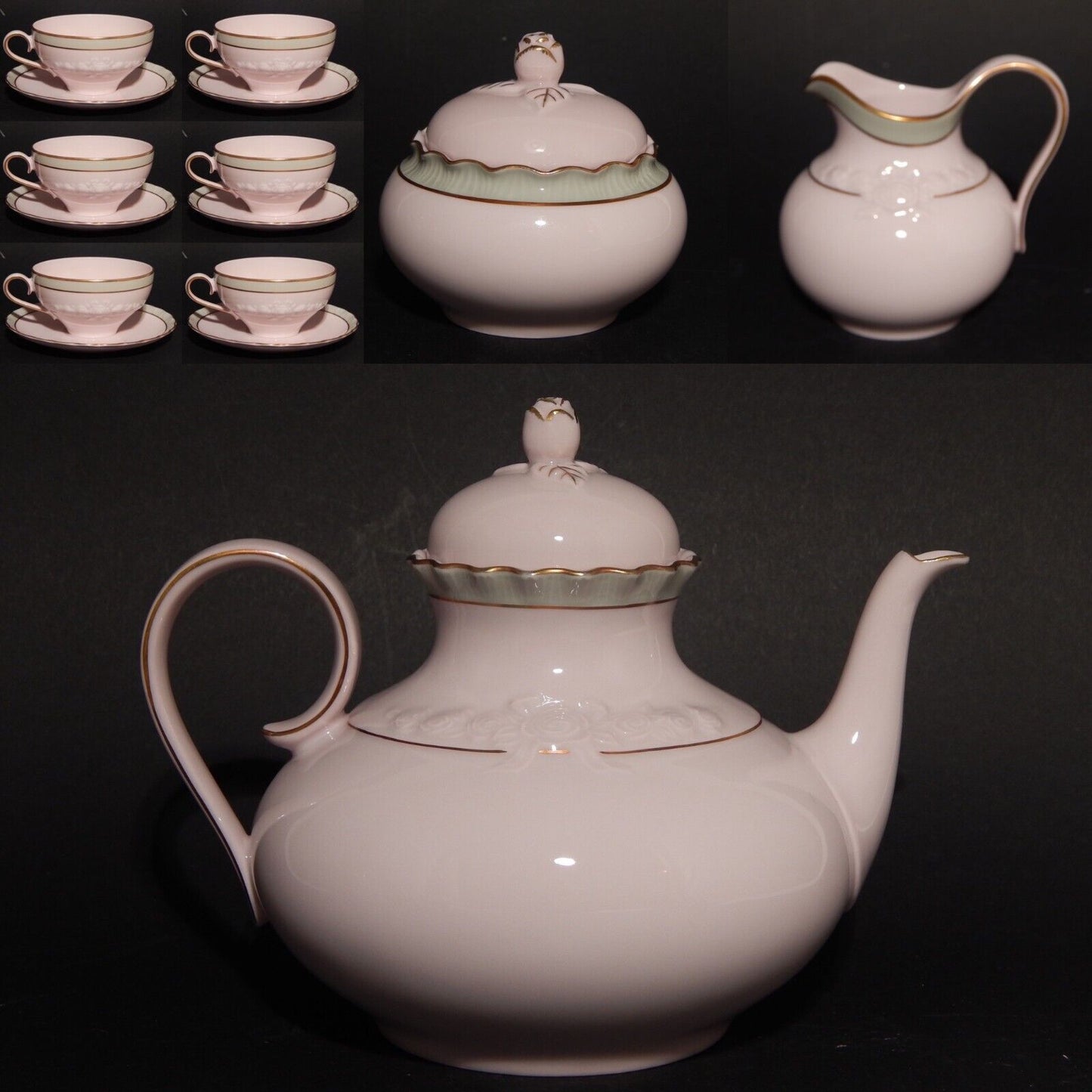 PREZIOSO SERVIZIO DA TÈ PORCELLANA HUTSCHENREUTHER PORCELAINE ROSE ROSA ANTICO