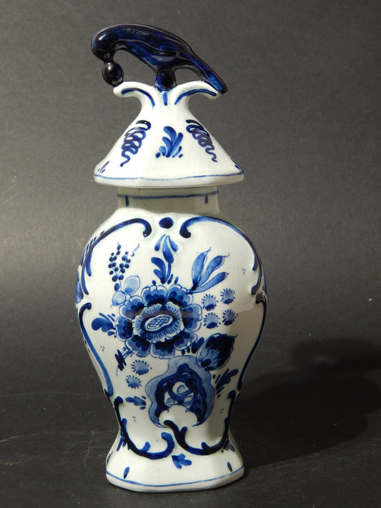 ANTICO RARO VASO URNA FARMACIA SPEZIALE CERAMICA DELFTS BIANCO BLU PRIMO 900