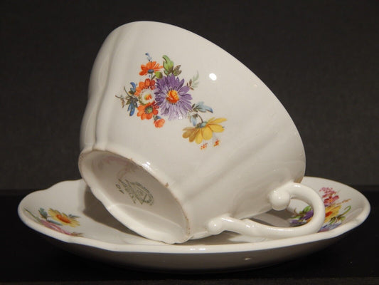 VINTAGE TAZZA DA TE' CERAMICA RICHARD GINORI LAVENO DIAMONDSTONE DECORO FLOREALE