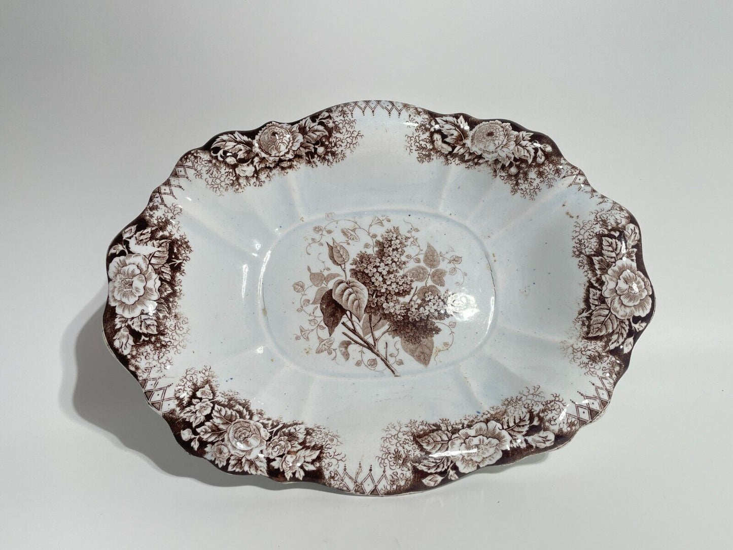 ANTICA RARA ALZATA CENTROTAVOLA CERAMICA VERBANUM STONE LAVENO DECORO JARDINIERE