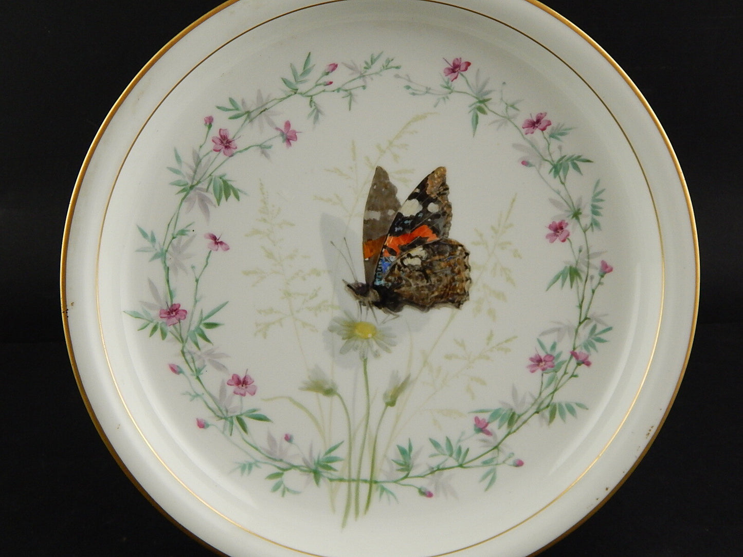 ANTICA 1866 ALZATA CENTROTAVOLA PORCELLANA MARCHIO SEVRES S.66 DECORO FARFALLA