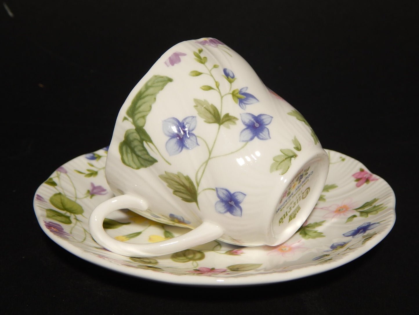 PREZIOSA PORCELLANA INGLESE TAZZA QUEEN'S FINE BONE CHINA COUNTRY MEADOWS