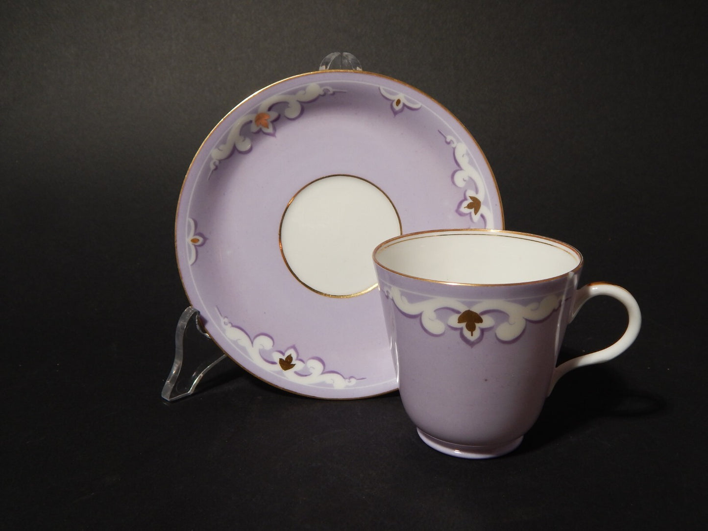 ANTICA RARA LIBERTY TAZZINA CAFFE' FINISSIMA PORCELLANA VIOLA LILLA DIFETTO