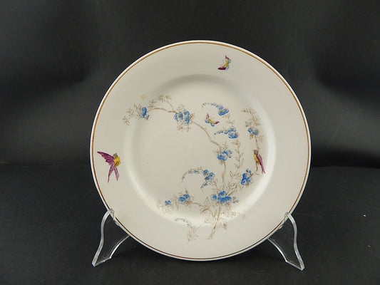 ANTICO PIATTO PIANO CERAMICA RICHARD MILANO FIORI FARFALLE UCCELLINI A756