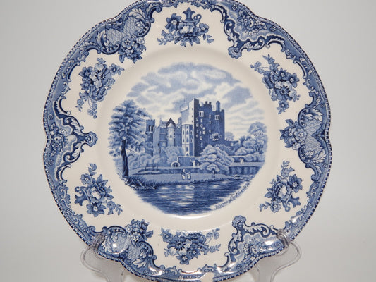VINTAGE JOHNSON BROS OLD BRITAIN CASTLE BLU PIATTO PIANO PORCELLANA DIFETTO 1908