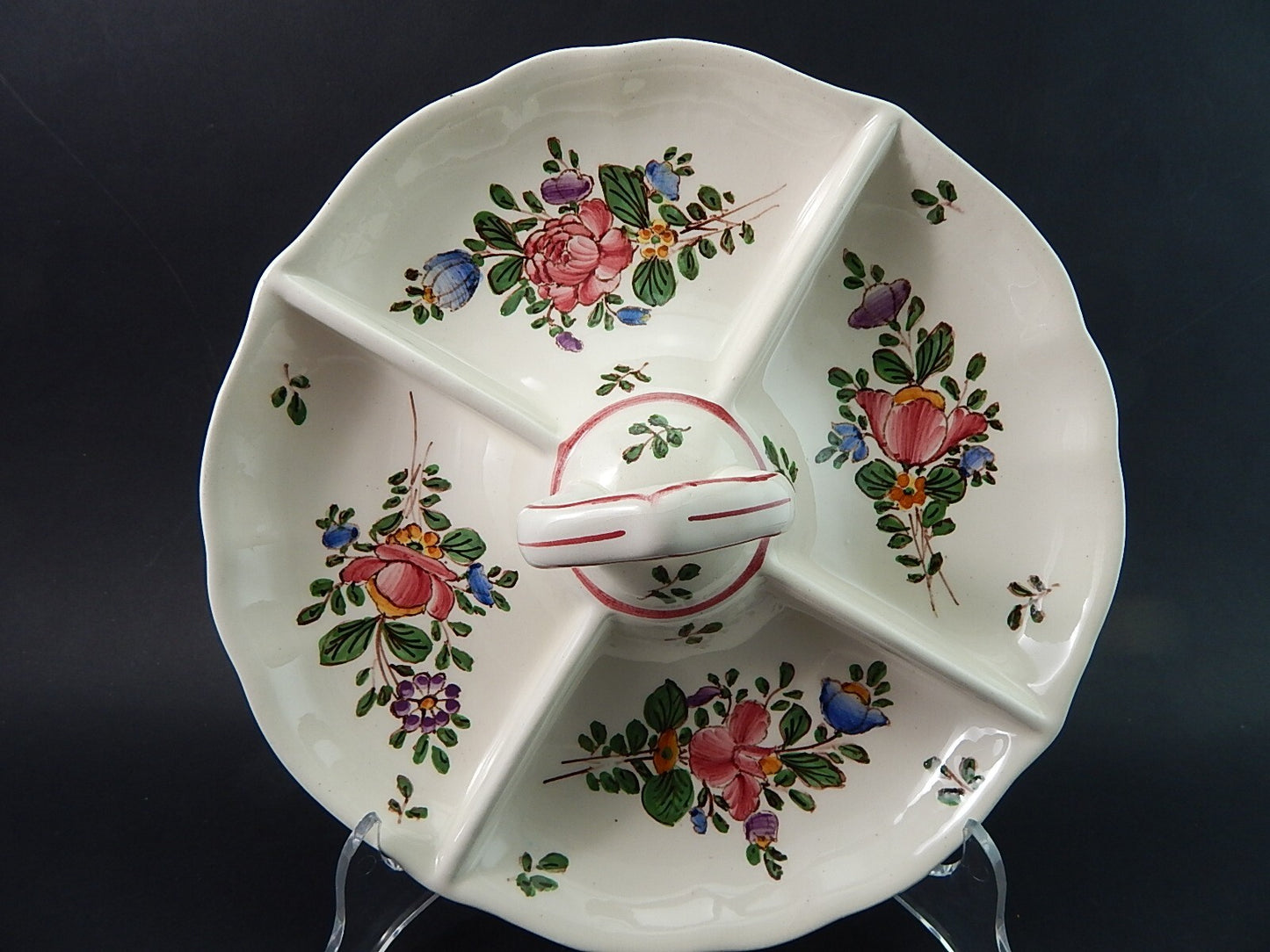 VINTAGE RARO VASSOIO ANTIPASTIERA MAIOLICA CERAMICA PAGANI VECCHIA LODI DIPINTO