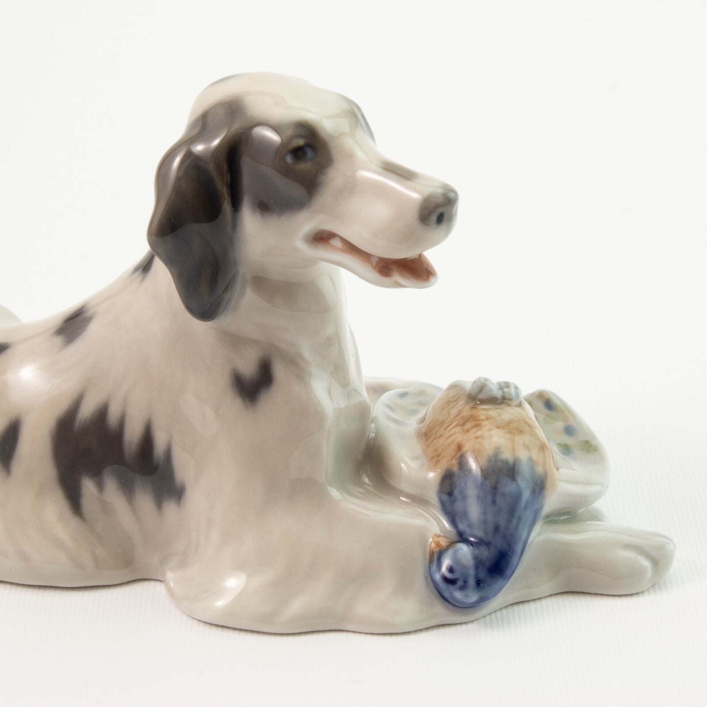 STATUINA PORCELLANA ROYAL COPENHAGEN "Setter con Fagiano" 1533 ORIGINALE 8x17x7
