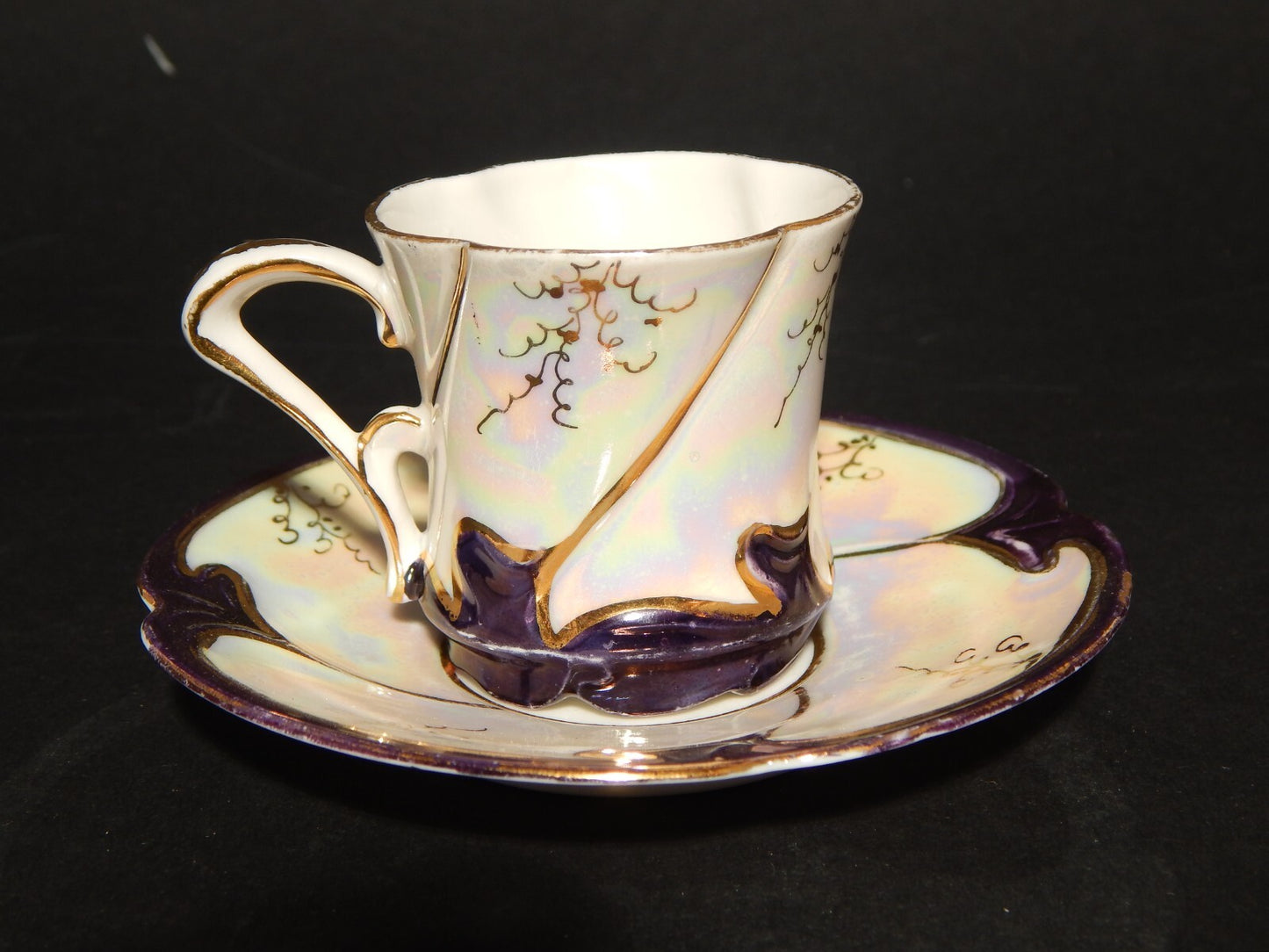 ANTICA ELEGANTE LIBERTY TAZZINA CAFFE' PORCELLANA DECORO A LUSTRO