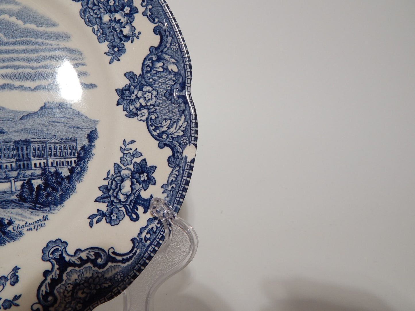 VINTAGE JOHNSON BROS PIATTO OLD BRITAIN CASTLE BLU PORCELLANA DIFETTO #1903