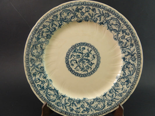ANTICO RARO DEL 1923 PIATTO MAIOLICA CERAMICA GIEN DECORO BLU ALLA ROUEN #1765