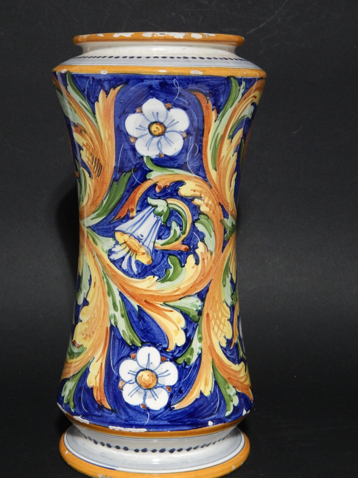 ANTICO VASO ALBARELLO CERAMICA CALTAGIRONE EPOCA 1800 COM STEMMA ARALDICO