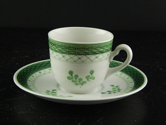 ROYAL COPENHAGEN CERAMICA FAJANCE GREEN FLOWER TAZZA DIPINTA MANO FIORI VERDI