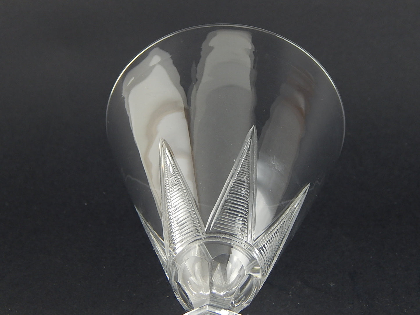 ANTICO BICCHIERE CALICE CRISTALLO INCISO PUNTA DIAMANTE EPOCA ART DECO