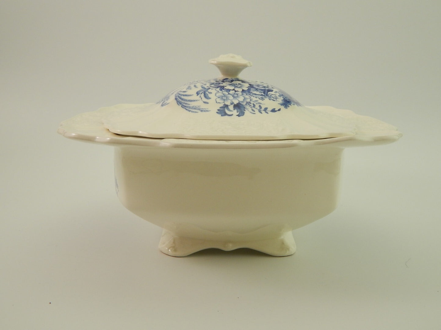 ANTICA RARISSIMA ZUPPIERA CERAMICA MYOTTS STAFFORDSHIRE ENGLAND BANFF BIANCO BLU
