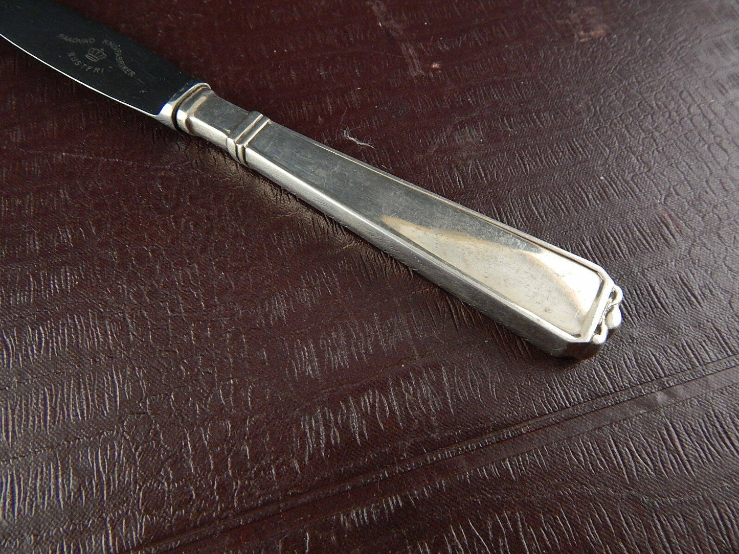 VINTAGE DEL 1956 COLTELLO COLAZIONE BURRO RAADVAD MANICO ARGENTO 925 COPENHAGEN