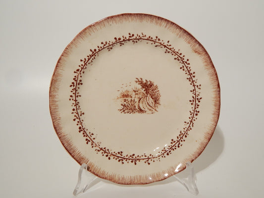 ANTICO PIATTO SOCIETA' CERAMICA RICHARD MILANO PAESAGGIO STAMPA A MANO