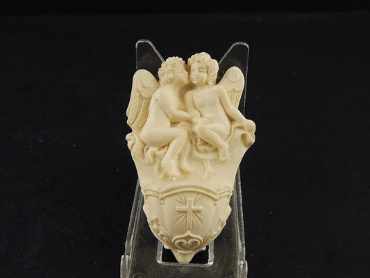 VINTAGE ARTE SACRA ACQUASANTIERA IN RESINA CHERUBINI ANGIOLETTI