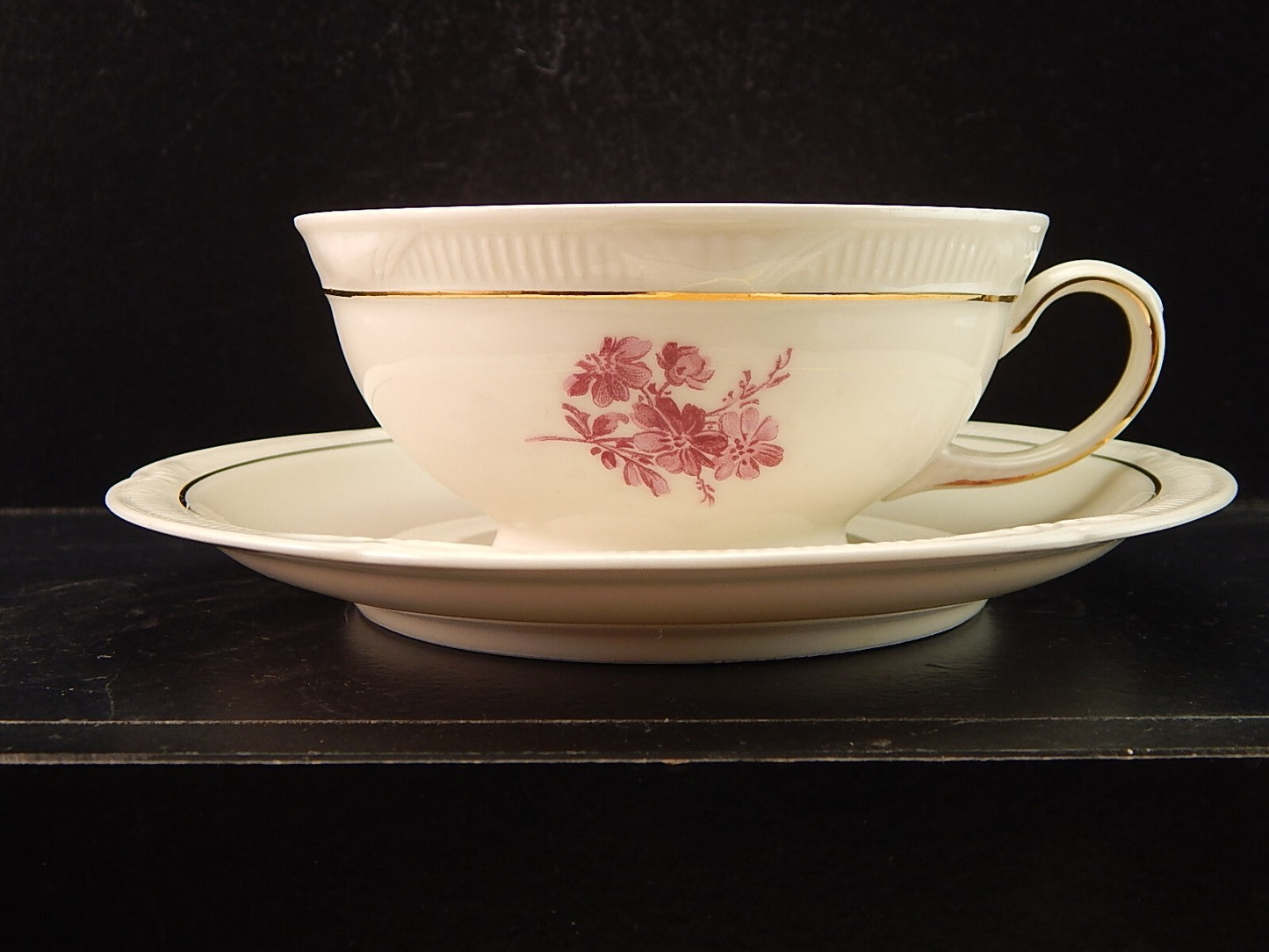 PREZIOSO ANTICO SERVIZIO TE' PORCELLANA ZEH SCHERZER BAVARIA DECORO ROSA FUCSIA