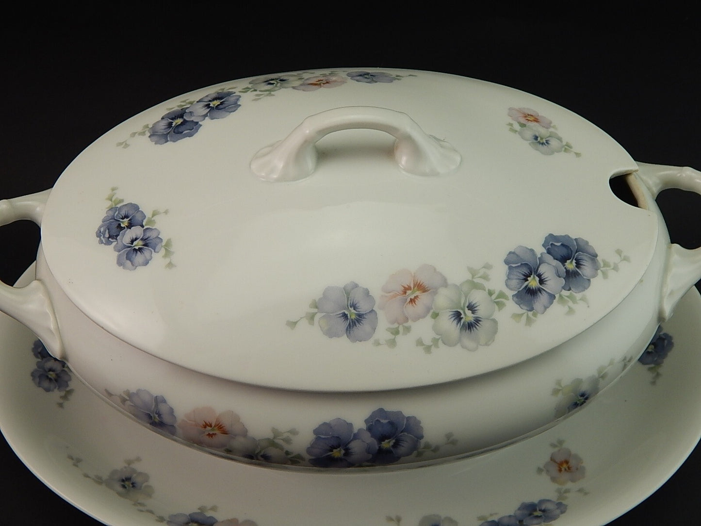 ANTICA 1920 ZUPPIERA CENTROTAVOLA PORCELLANA THOMAS ROSENTHAL VIOLE DEL PENSIERO