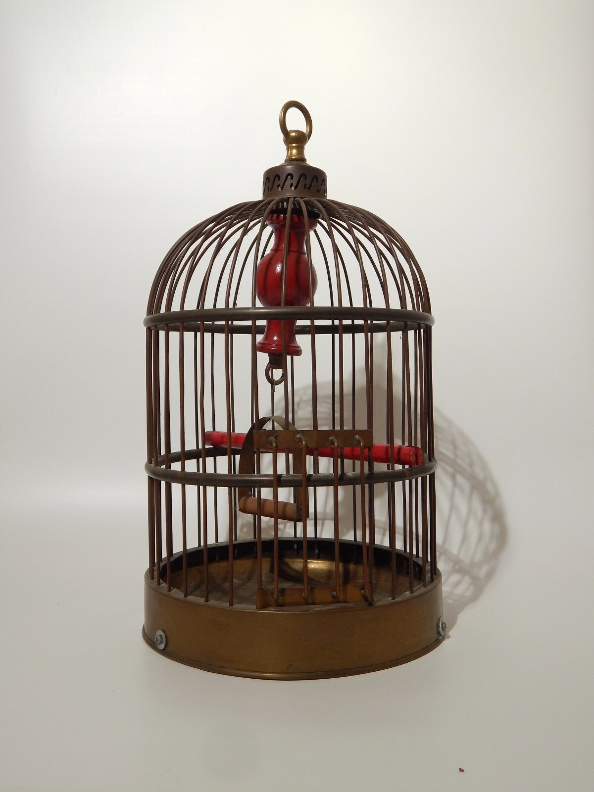 ANTICA ORIGINALE GABBIA A SOSPENSIONE IN OTTONE PER UCCELLI