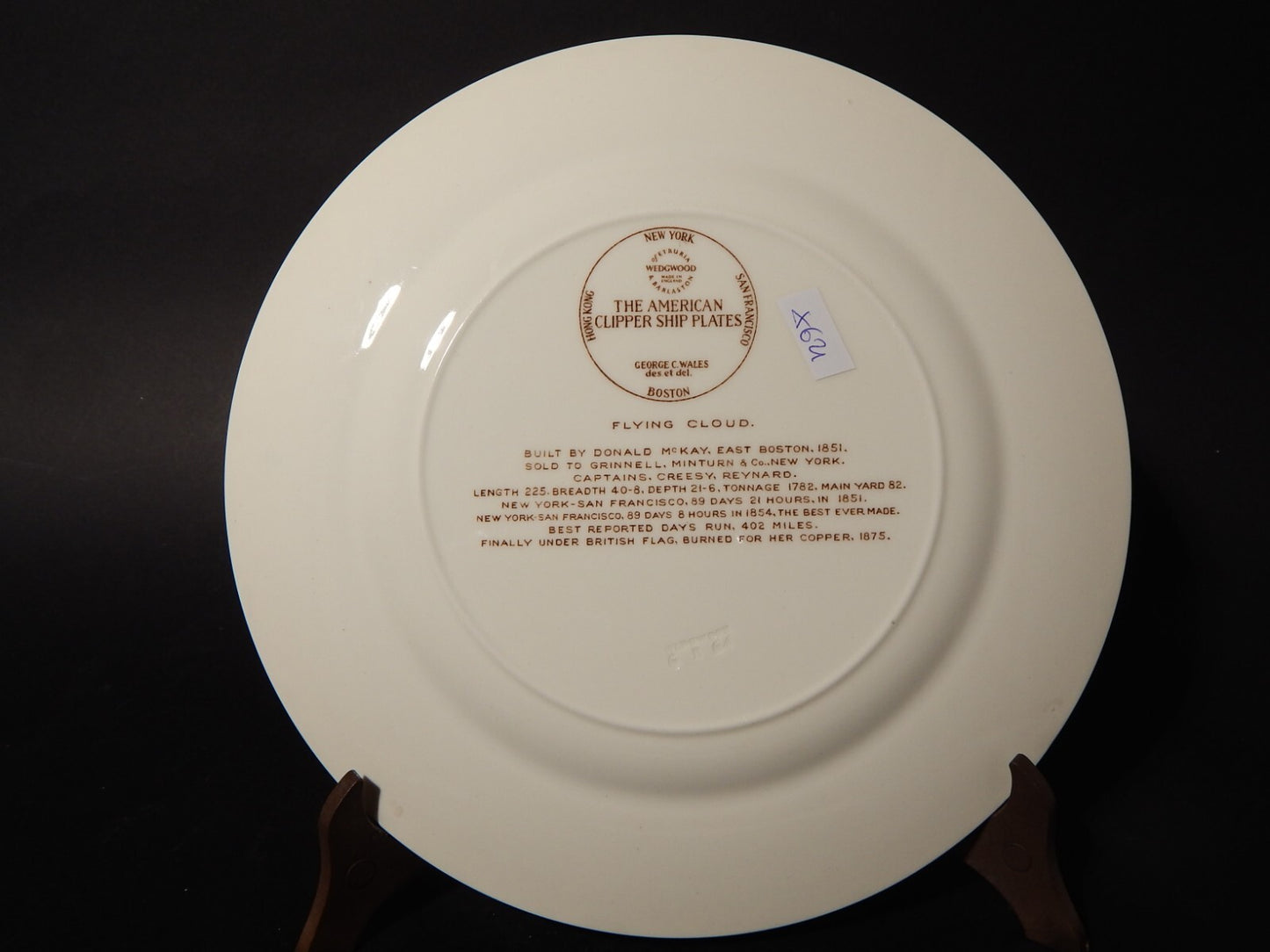VINTAGE PIATTO PORCELLANA WEDGWOOD THE AMERICAN CLIPPER SHIP PLATES CHALLENGE