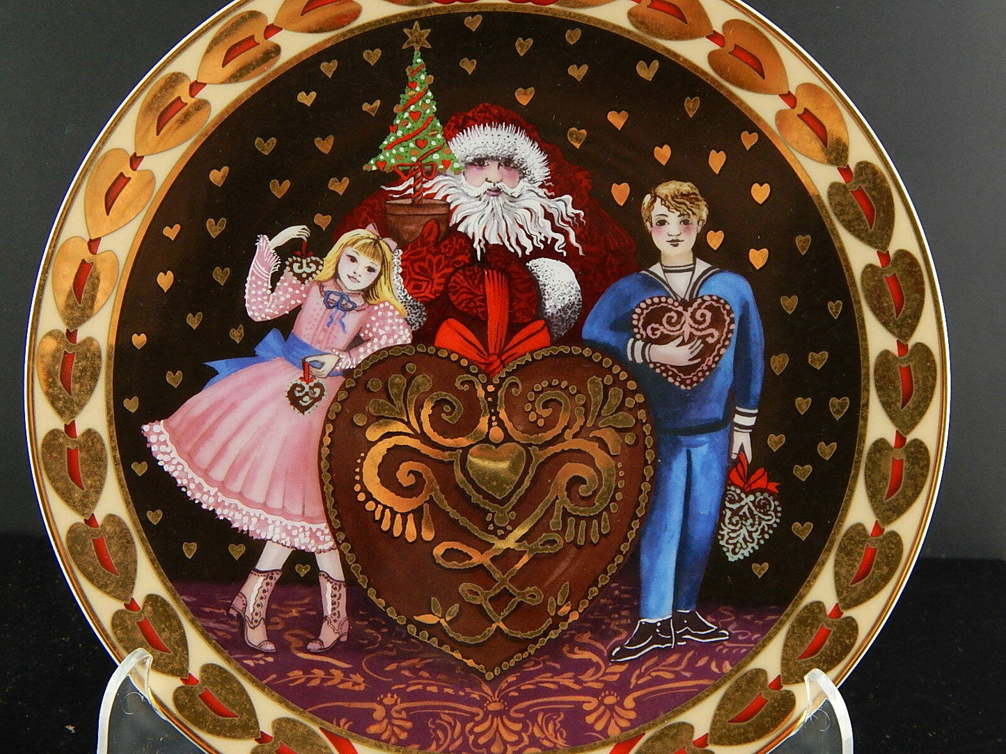 ROYAL COPENHAGEN PORCELLANA PIATTO CUORI NATALE 2009 COLLEZIONE HEARTS OF XMAS