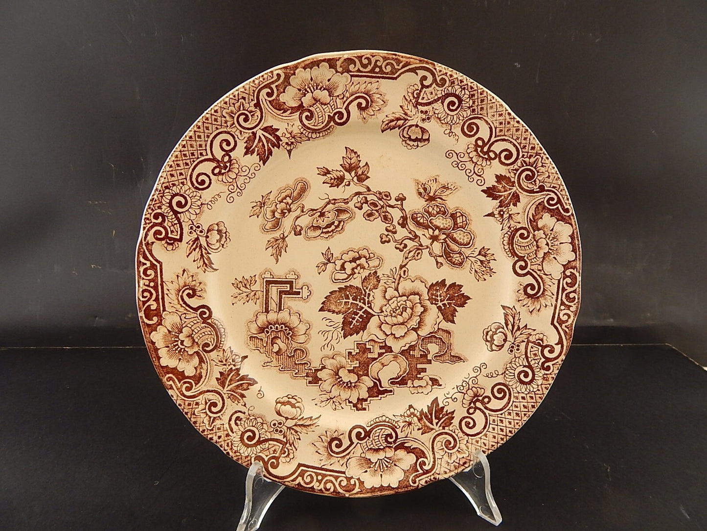 ANTICO 1930 RARO PIATTO CERAMICA RICHARD MILANO DECORO JAPON BIANCO MARRONE