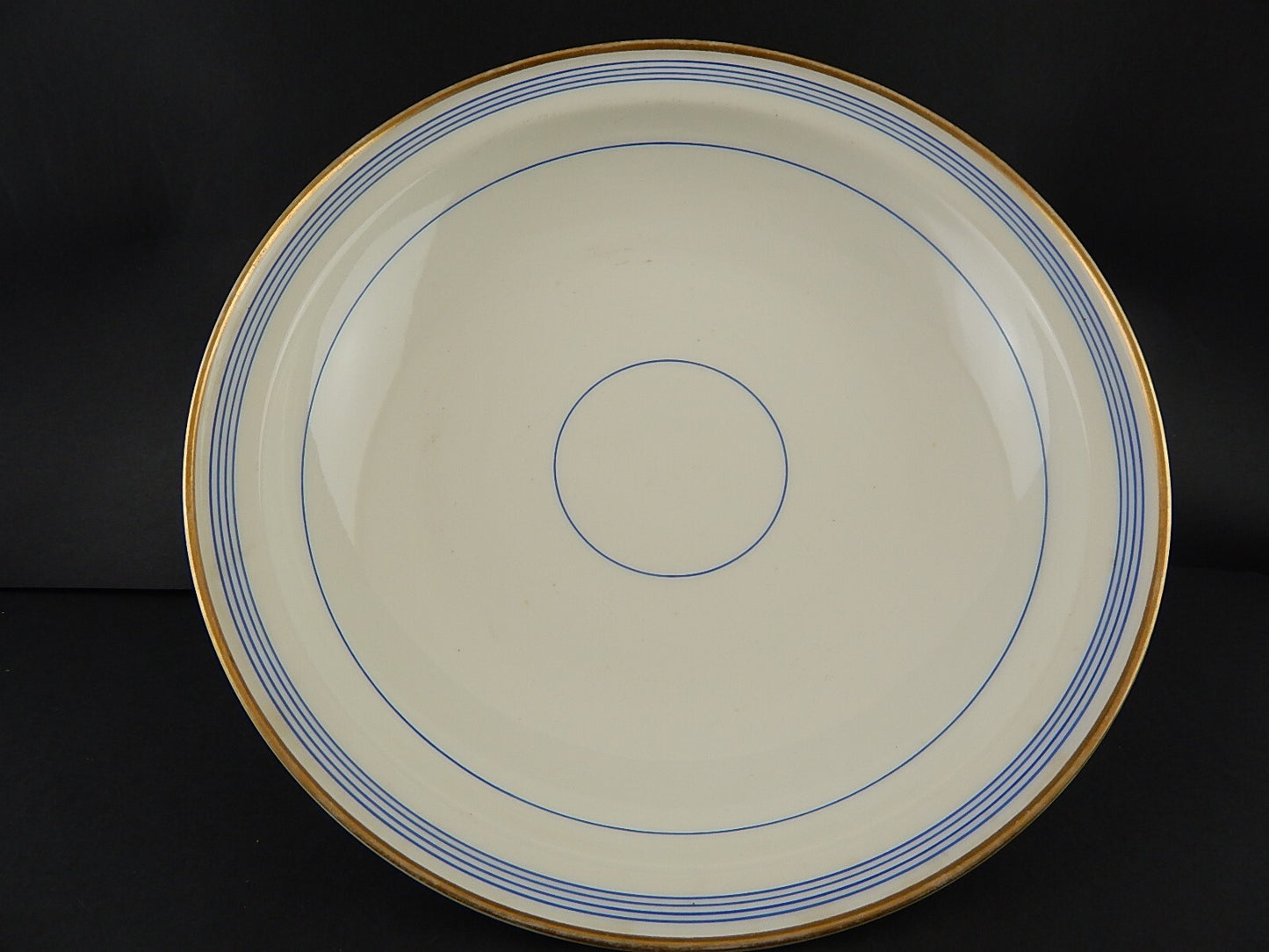 ANTICA INSALATIERA CENTROTAVOLA PORCELLANA PARIGI BIANCA BLU ORO NAPOLEONE III