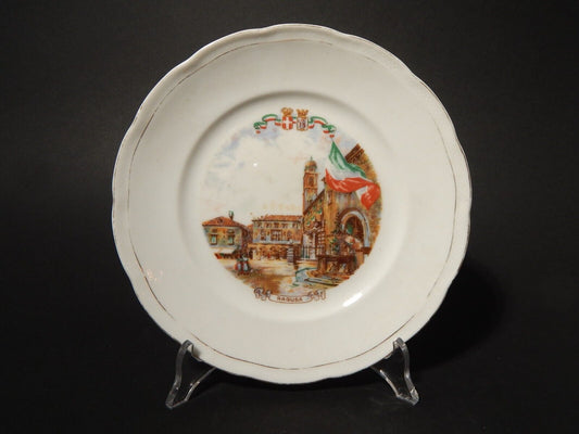 ANTICO PIATTO PORCELLANA GINORI CITTA' REDENTE RAGUSA 1919 STEMMA REGNO SABAUDO