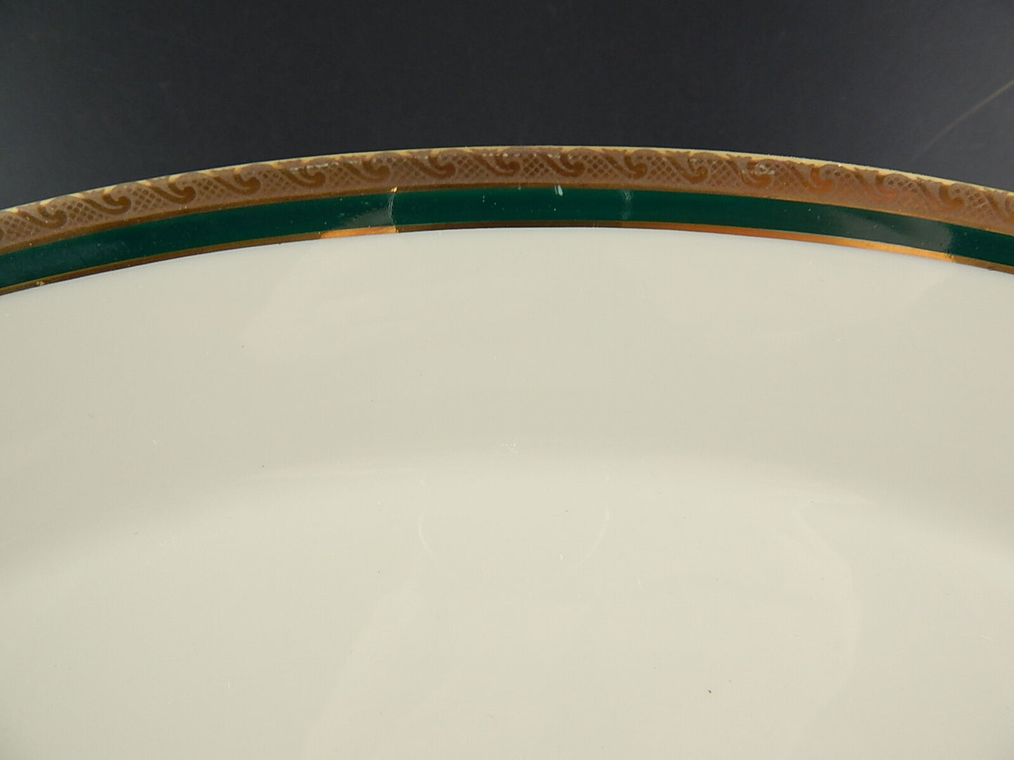 RETRO ELEGANTE PIATTO VASSOIO IMPERO PORCELLANA BAVARIA AVORIO SMERALDO ORO