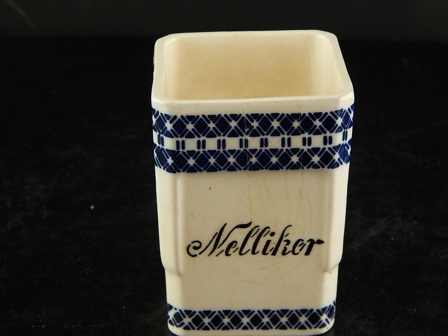 ANTICO BARATTOLO SPEZIE CERAMICA CUCINA ART DECO PRIMO 900 BIANCO BLU