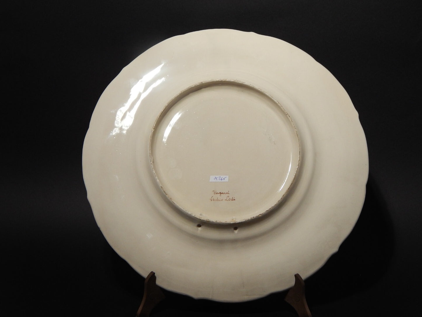 VINTAGE RARO VASSOIO MAIOLICA CERAMICA PAGANI VECCHIA LODI DIPINTO MANO