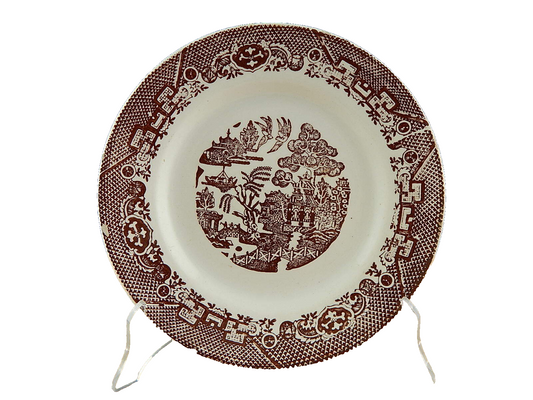 ANTICO PIATTO CERAMICA VEDOVA BESIO&FIGLIO MONDOVI' FINE 800 STAMPA MANO WILLOW